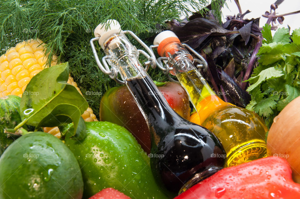 Fresh vegetables and olive oil