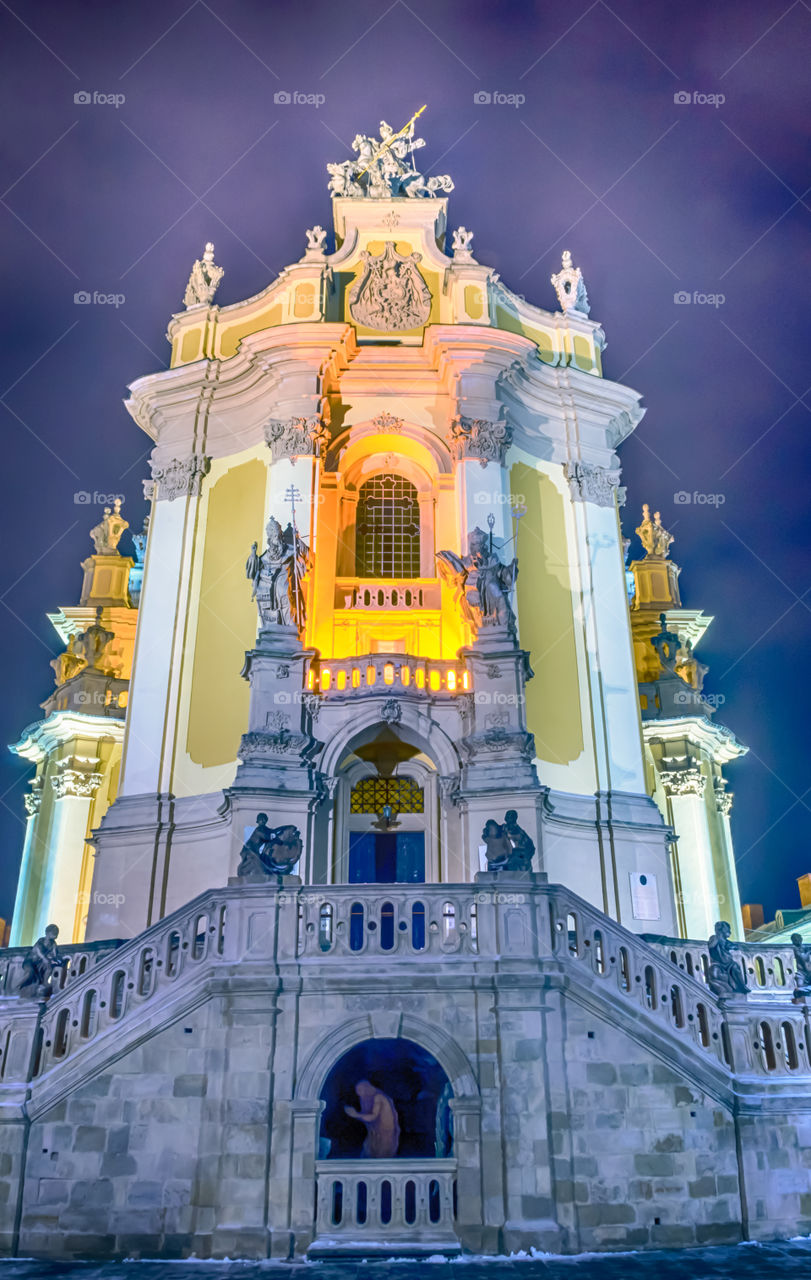 Night Lviv city scene