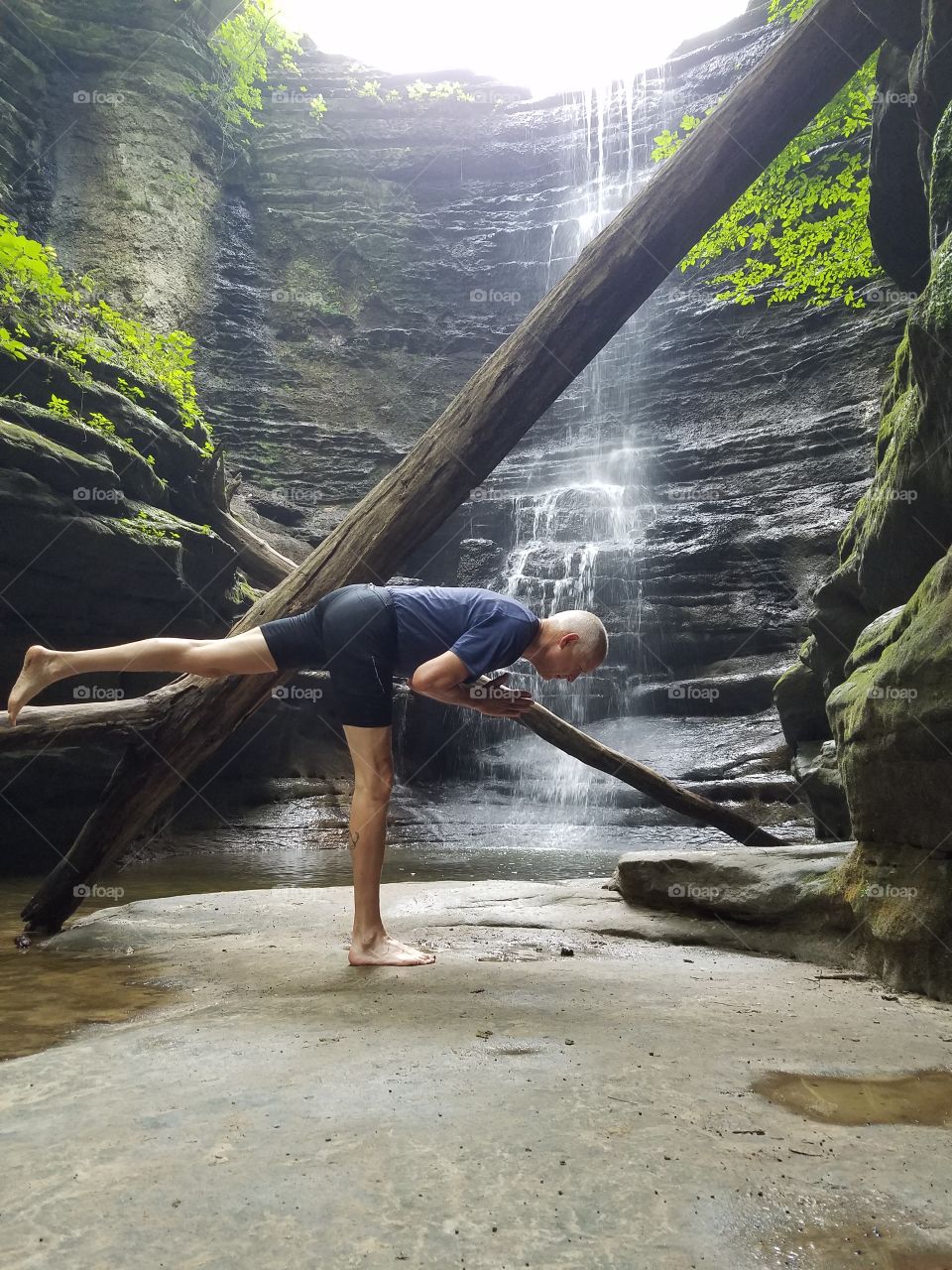 yoga at waterfall