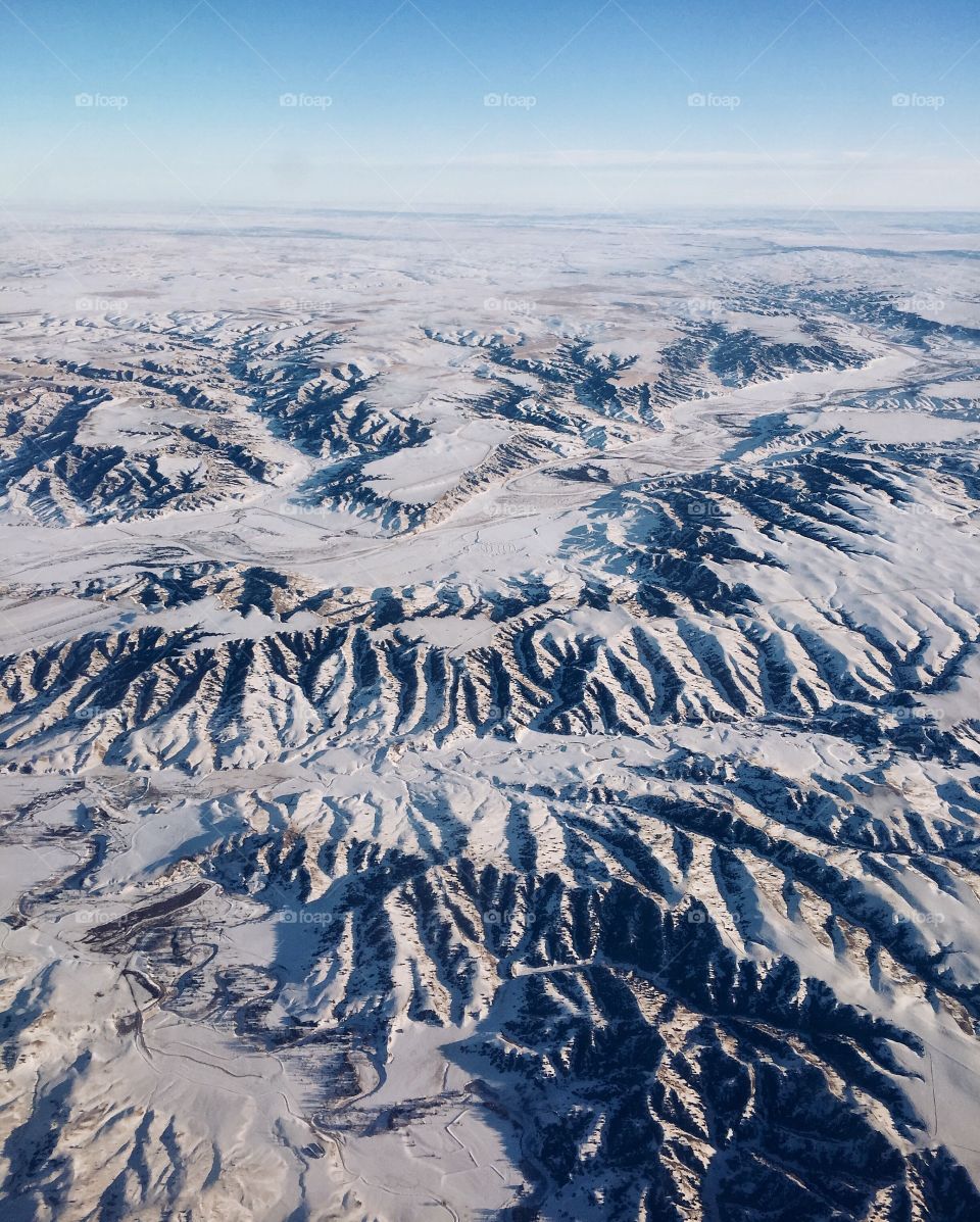 Mountains out an airplane window