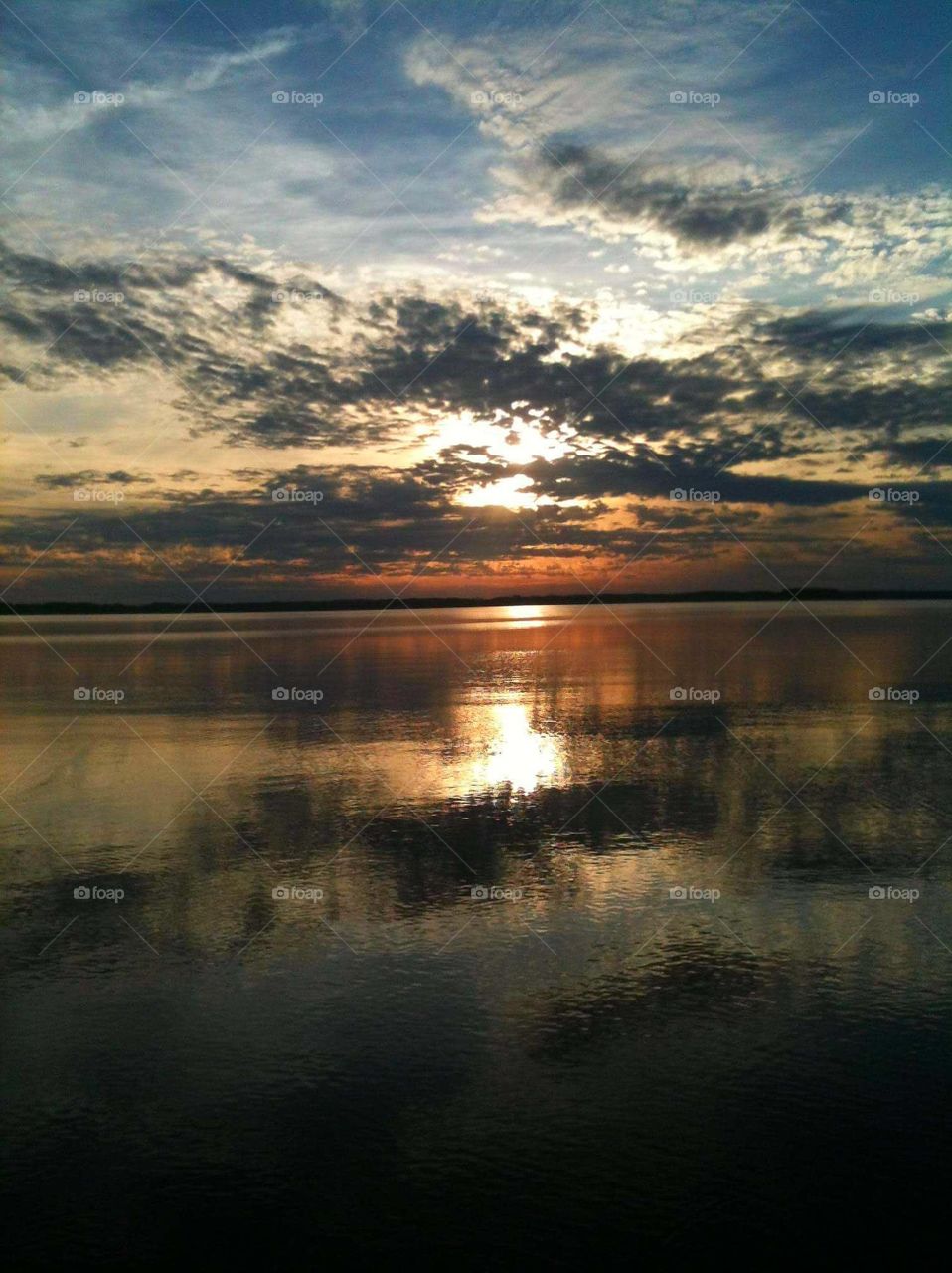 sunset reflections over Lake Hartwell on the South Carolina side.