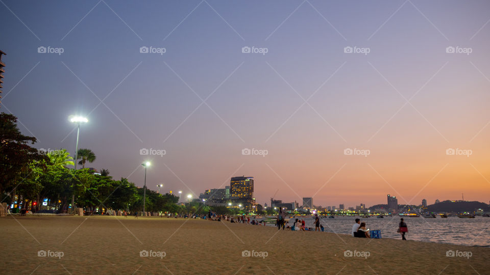 Long Pattaya Beach at dusk