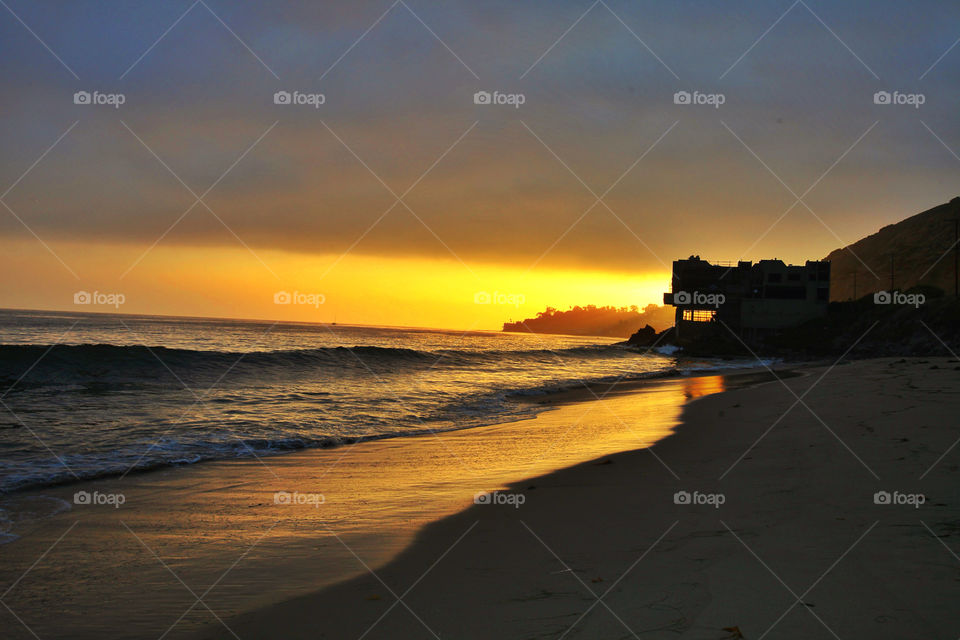 beach sunset clouds malibu by gtmagoo57