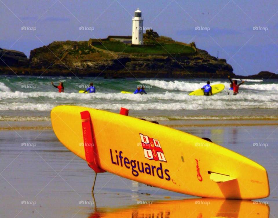 beach surf lighthouse surfboard by neilrich