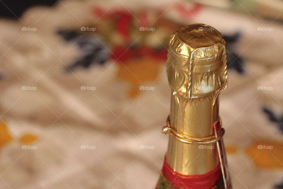 Botlle of champagne   for celebration of Christmas