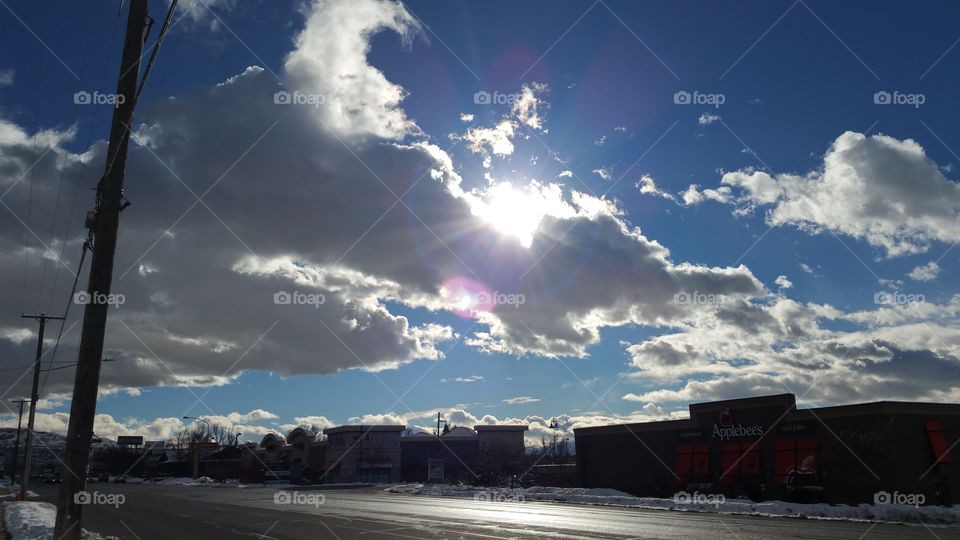 sun behind clouds