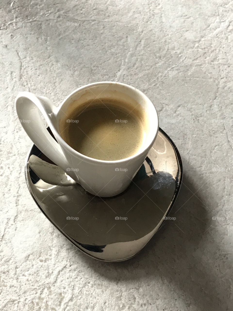 High angle view of cup of coffee