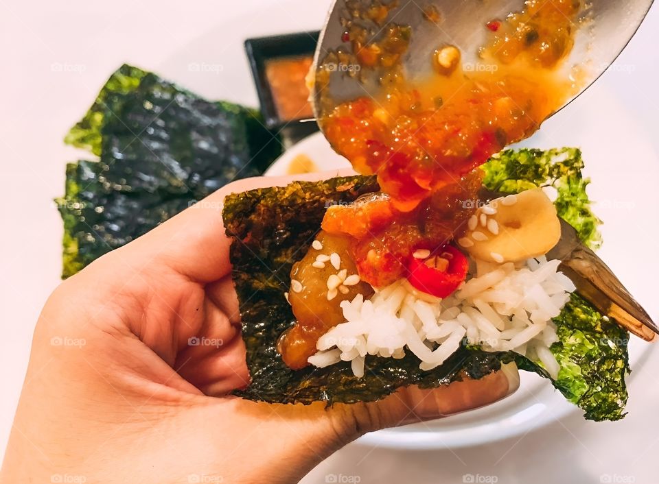 spicy shrime korean food