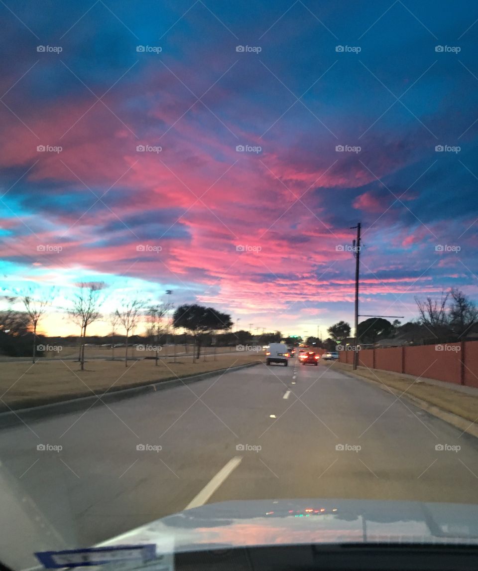 Sunset over Highway