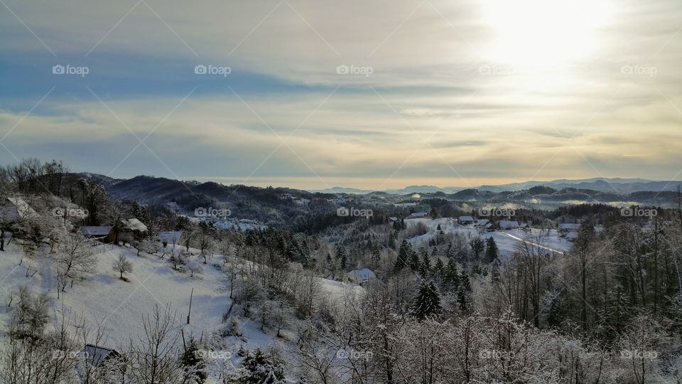 Winter fairytale in Slovenian countryside.