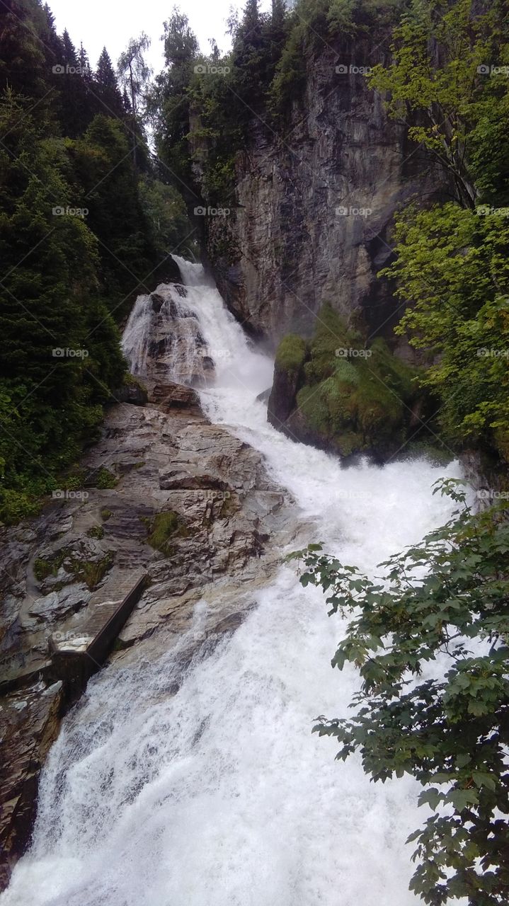 Bad Gastein, waterfall, view from bridge, Austria