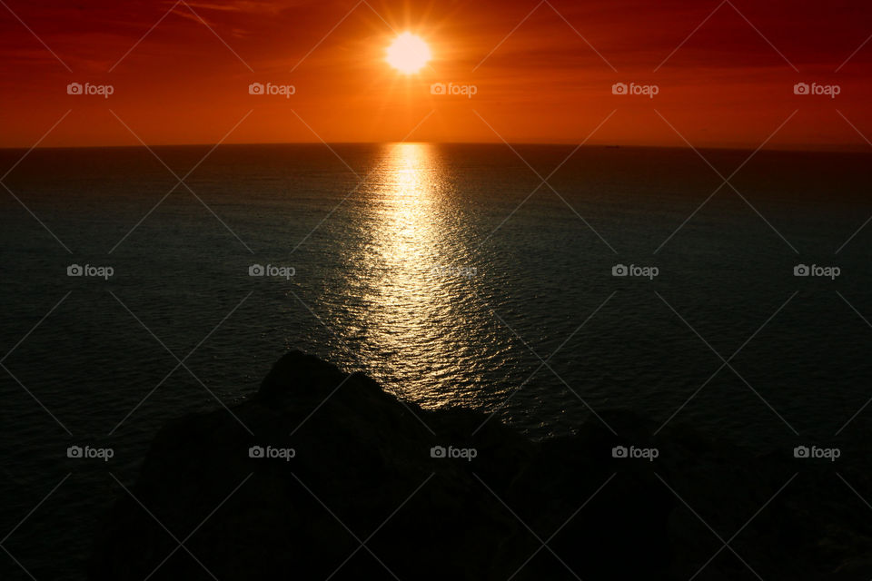Sunset over black sea. Sunset
