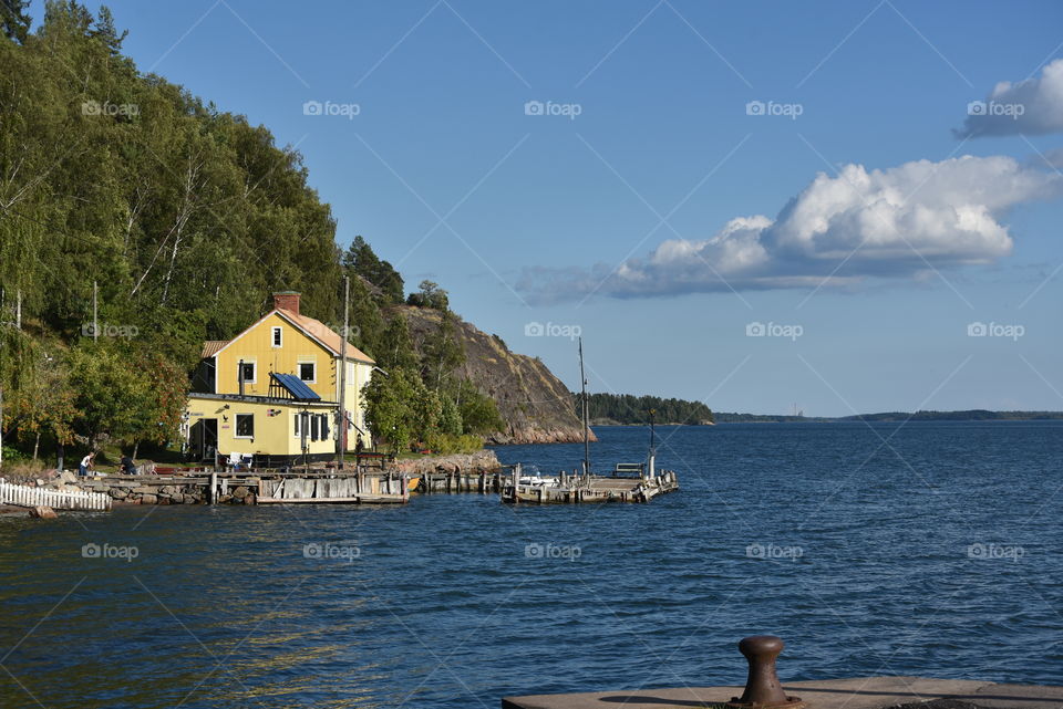 House front of the sea, Kvarsebo, Kolmården, Östergötland, Sweden