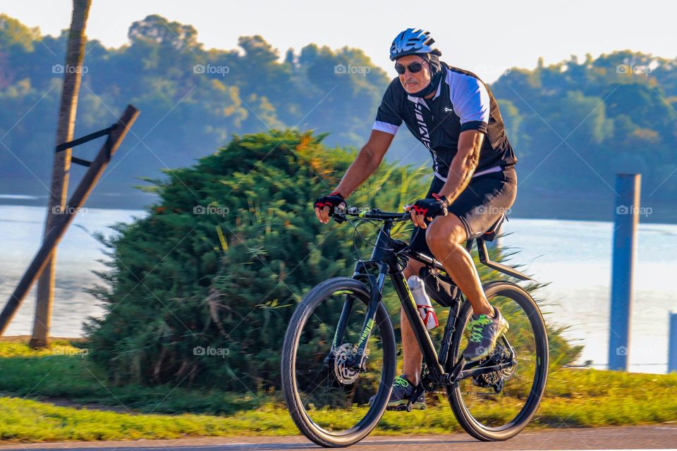 Morning bike ride at the bike stand next to the river