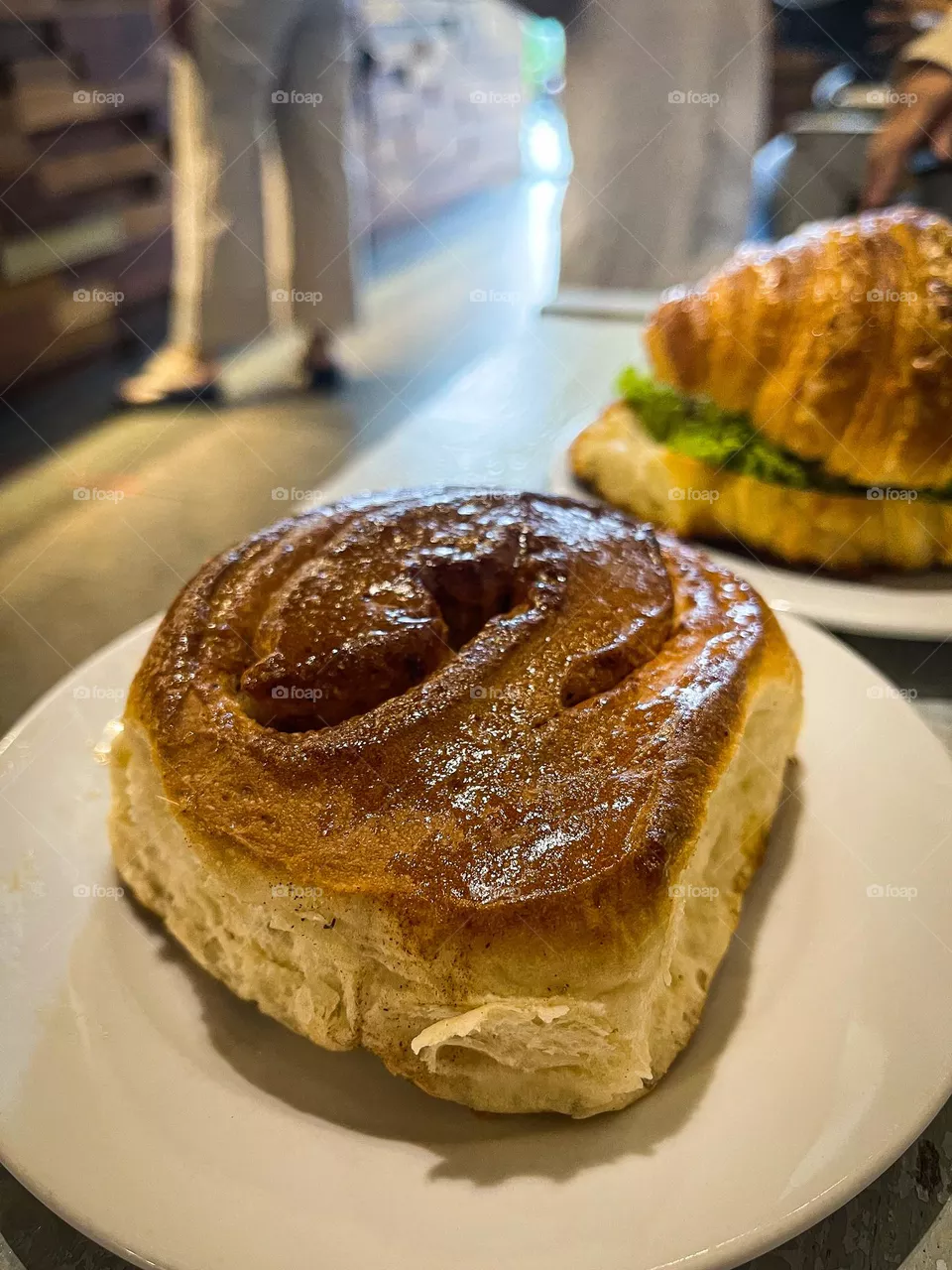 Delicious bread for breakfast in close up view