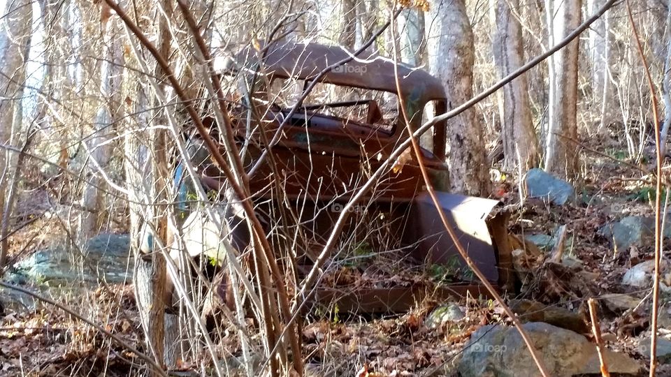 a long ago abandoned truck in the woods at Amicalola state park in Georgia