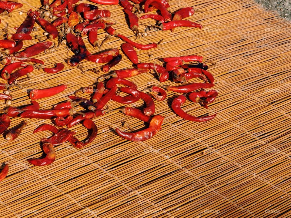 Chilis drying out in the sun