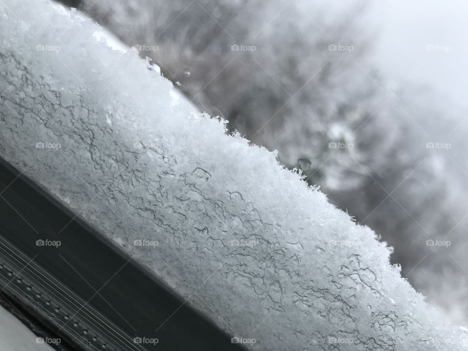 This is right after some snowfall. The snow lays onto the side of the window, making a cool white and icy border outside. This is about 3 to 4 centimeters of snow. Looks cool, huh?