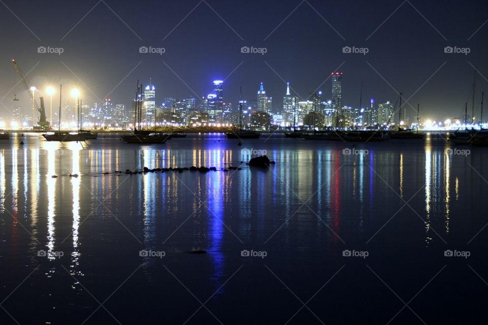 Melbourne skyline from Williamstown.