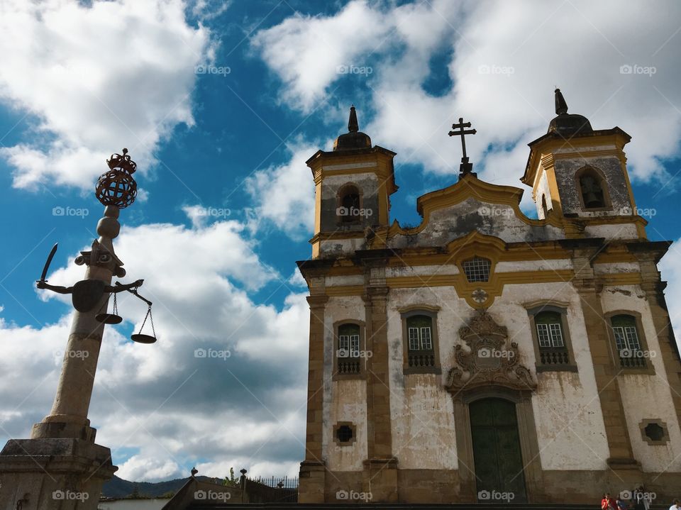 Old church of the city of Mariana in Brazil.  It were built in the eighteenth century of the time of the colony Brazil.