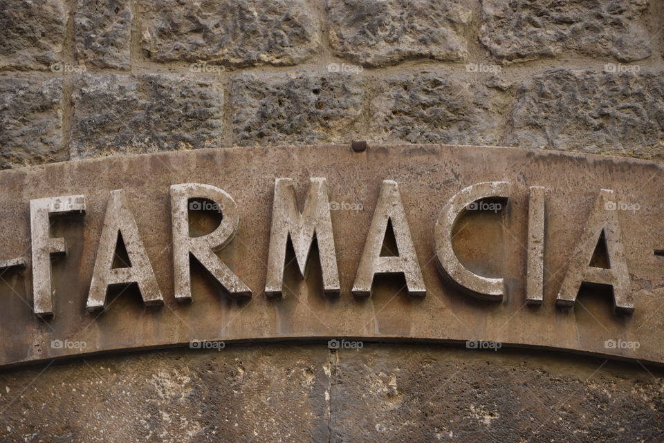 Farmacia sign, Acquasanta Terme, Italy