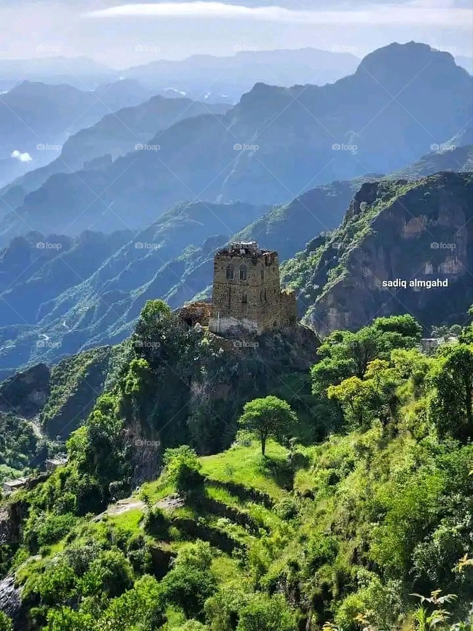 Glory be to God, the magnificent and picturesque view and the natural green trees are a view that is nothing more wonderful than it