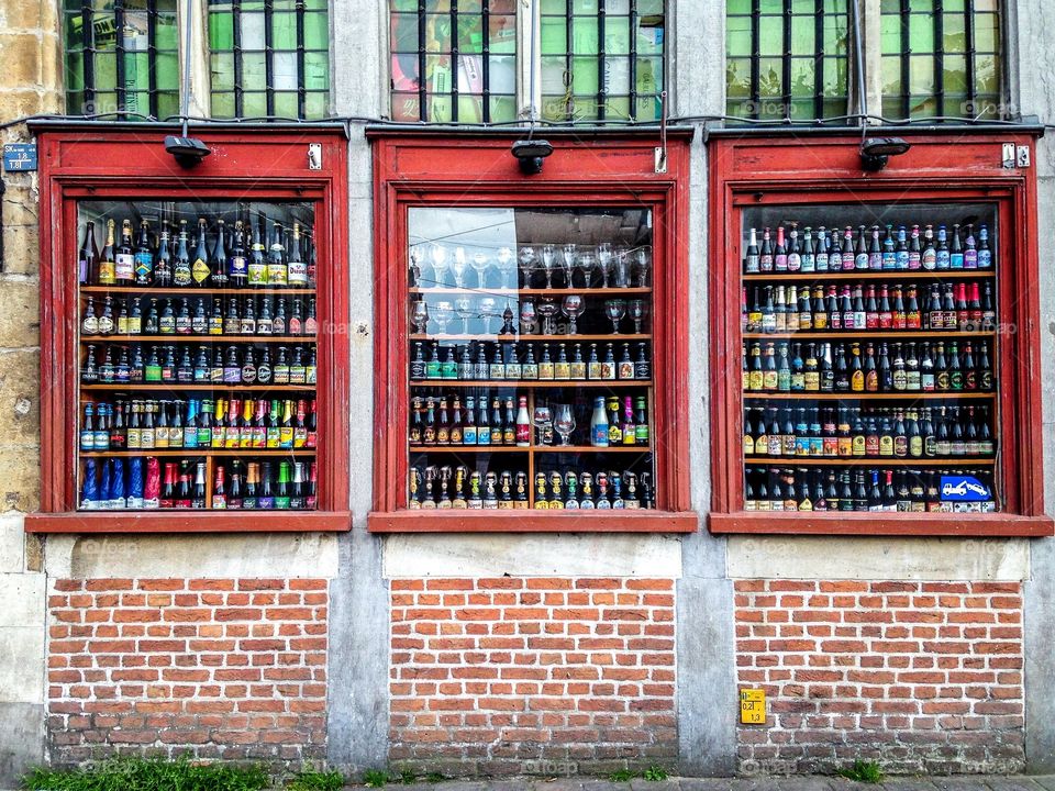 Lines and geometry of small street shop. 