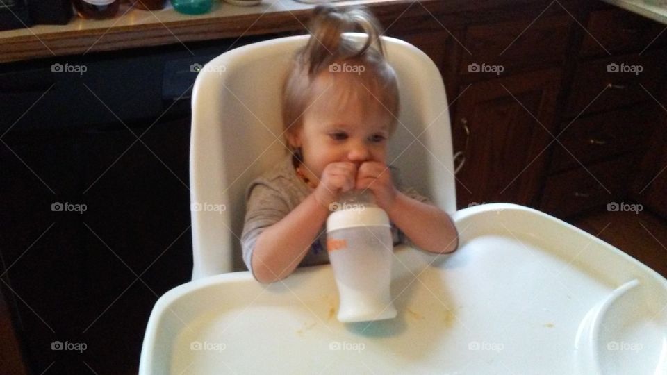 Child, Indoors, Milk, Coffee, Cup