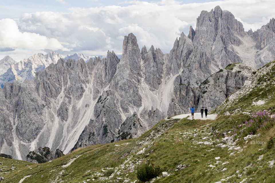 Hiking in beautiful spectacular Dolomites 