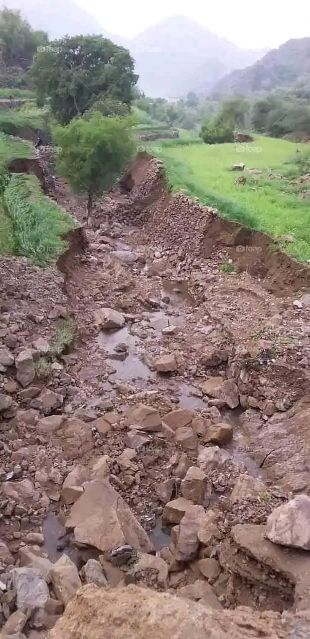 Glory be to God, the magnificent and picturesque view and the natural green trees are a view that is nothing more wonderful than it