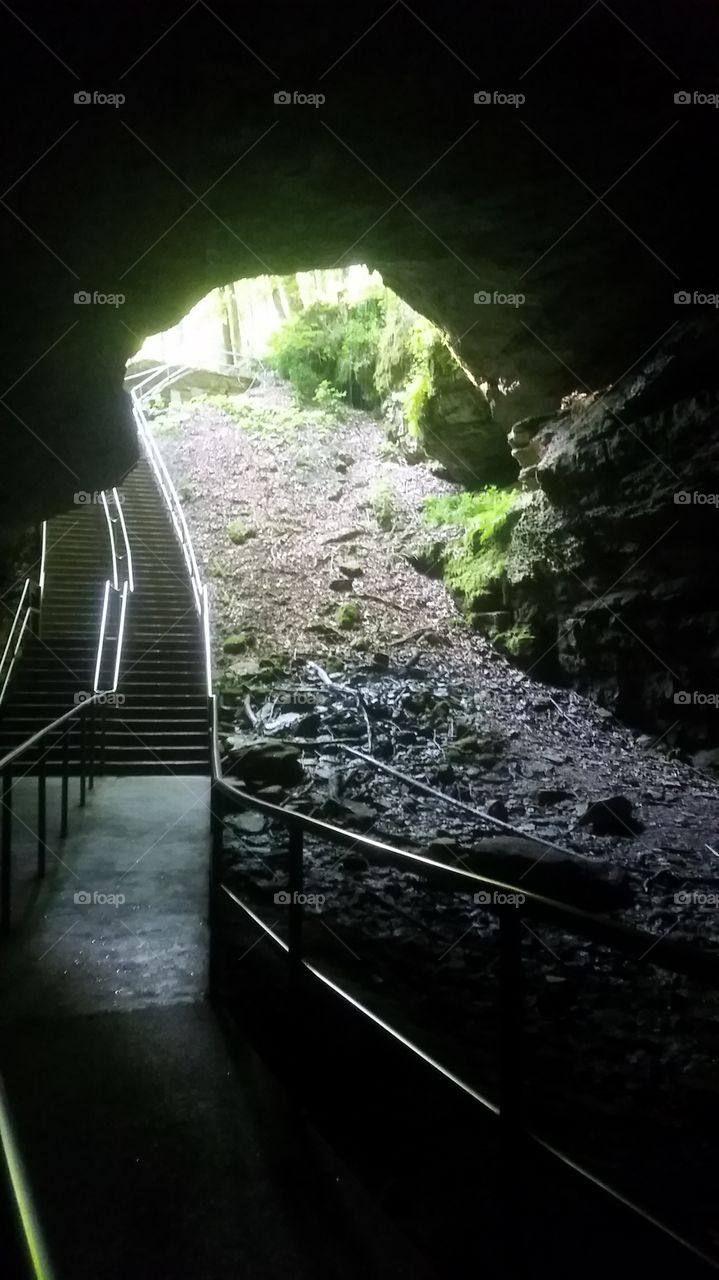 Exiting Historic Cave at Mammoth Cave National Park