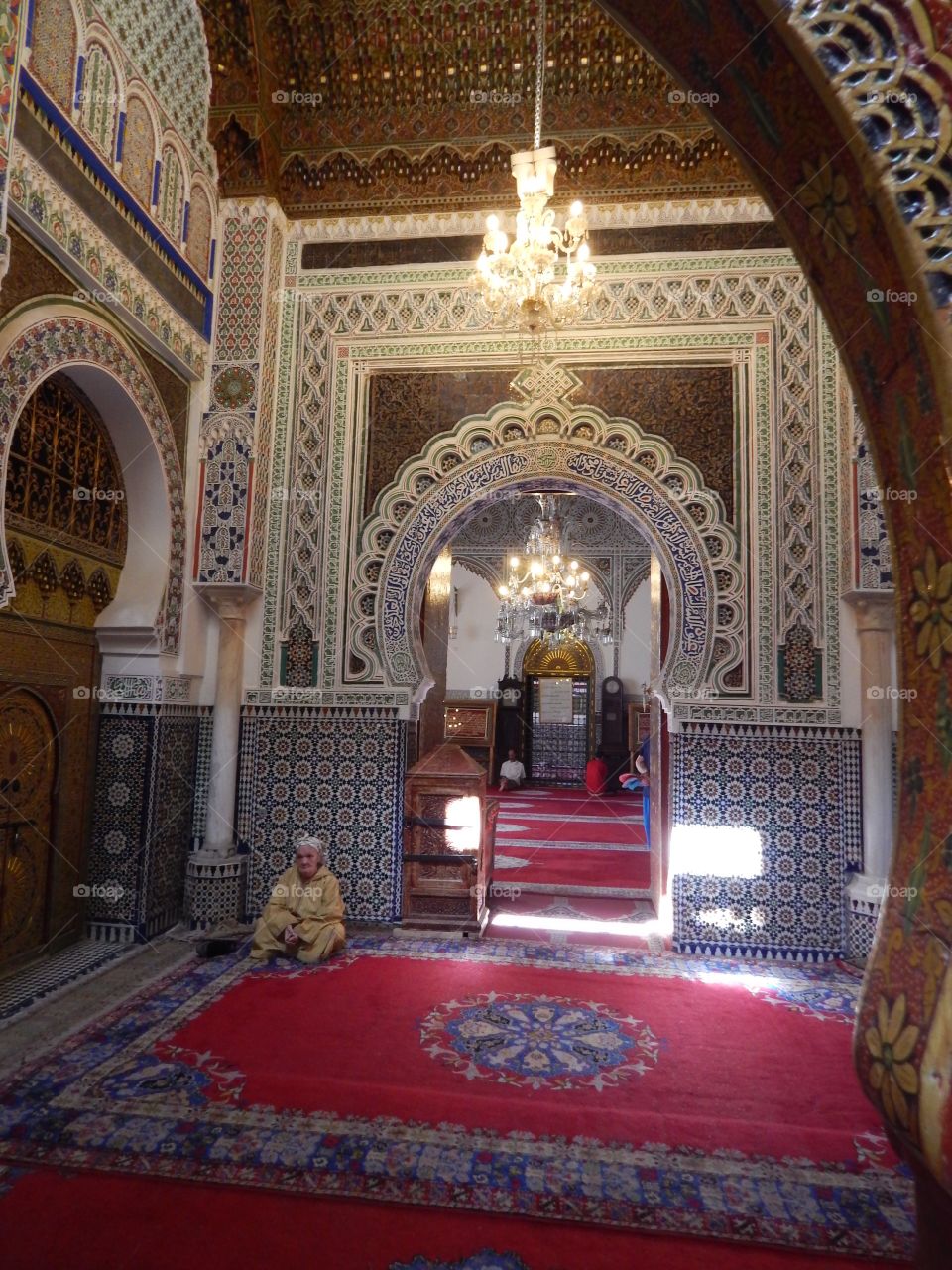 Inside a small mosque in the Fez medina 