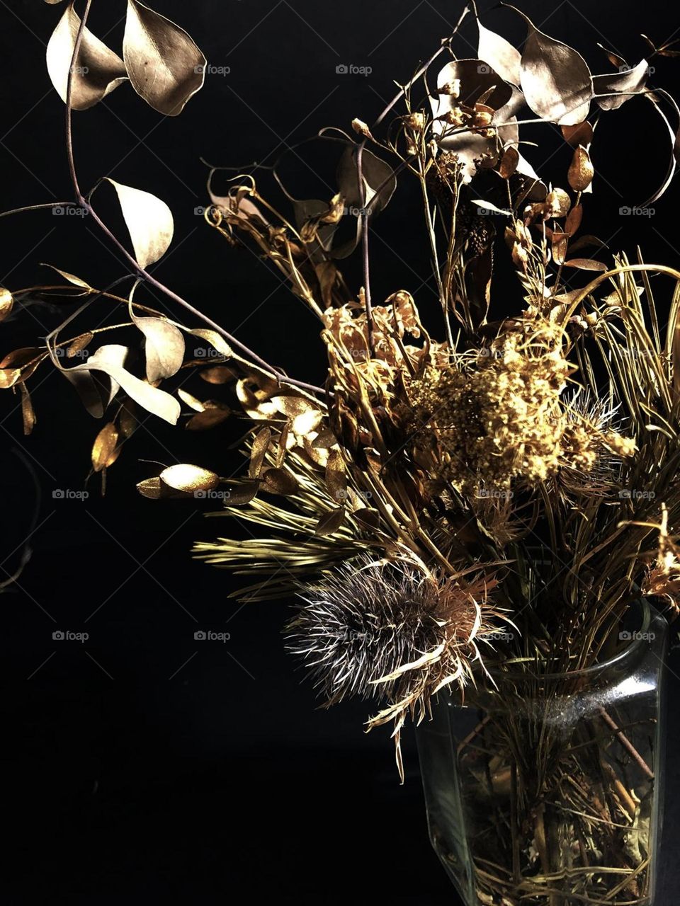 Gold bouquet in a vase