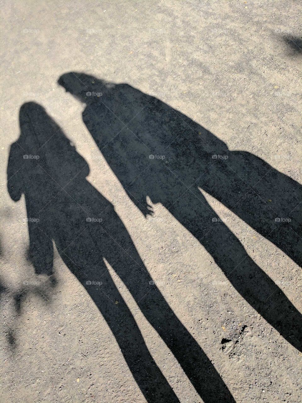 zwei Schatten auf der Straße