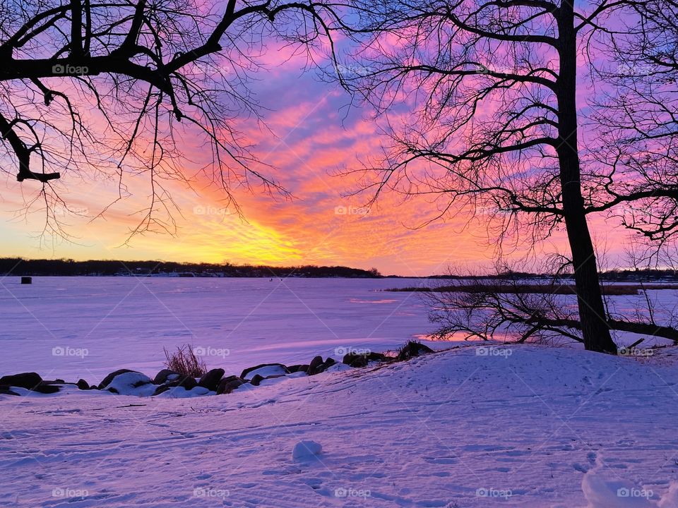 Incredible rainbow winter sunset!! 
