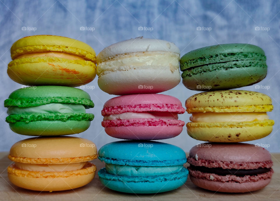 Colorful mix of macarons