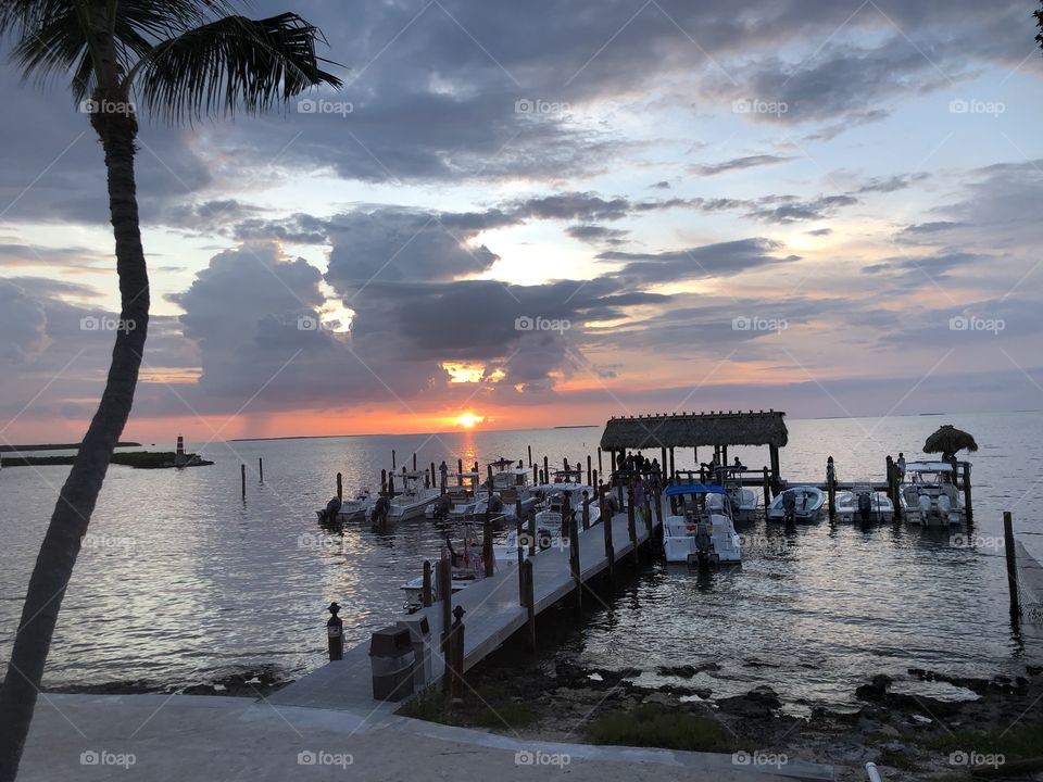 Dock side at sunset in the Florida Keys 