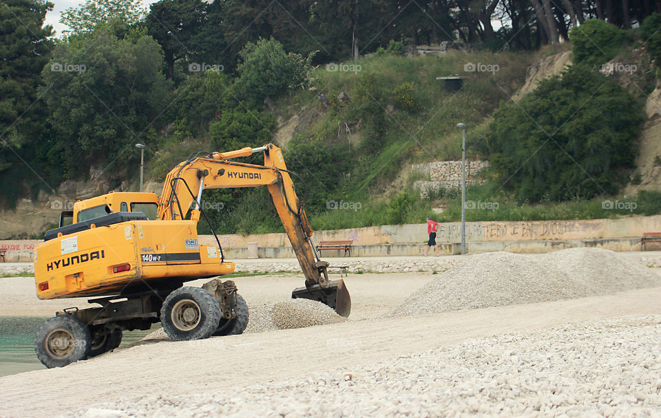 Working on the beach