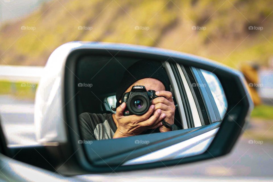 high portrait made by the rear view of the car
