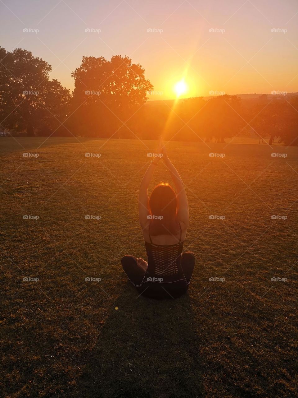 Yoga on the sunset. Lifestyle. Beautiful sunset.