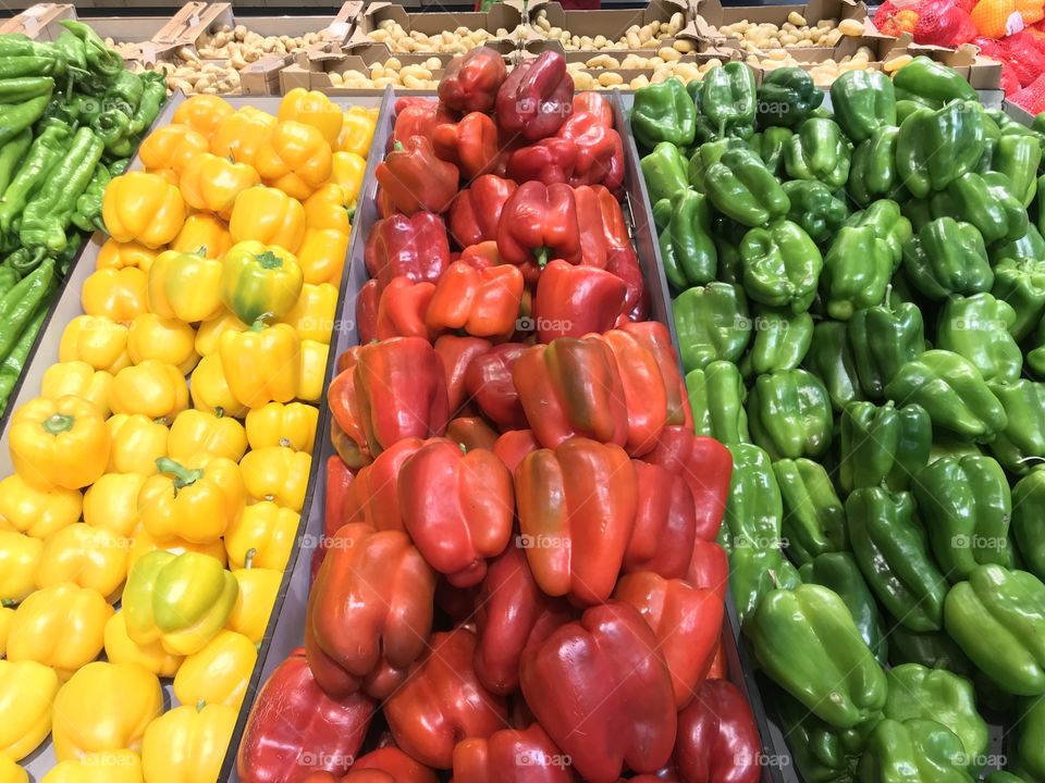 Peppers red, yellow, green
