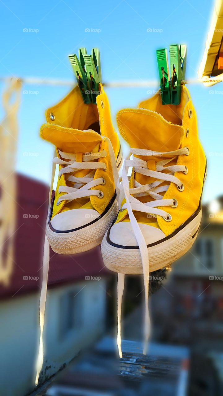 yellow sneakers