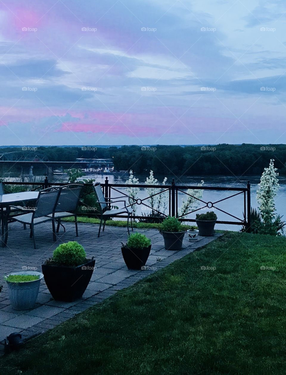 Patio at Night Over Mississippi River