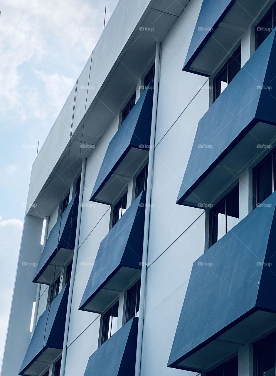 Blue balcony at Jakarta city