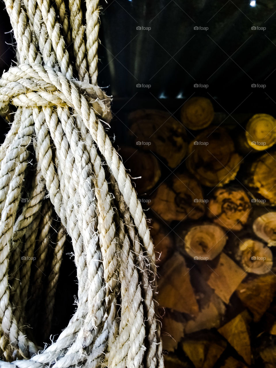 Out in the woodshed.