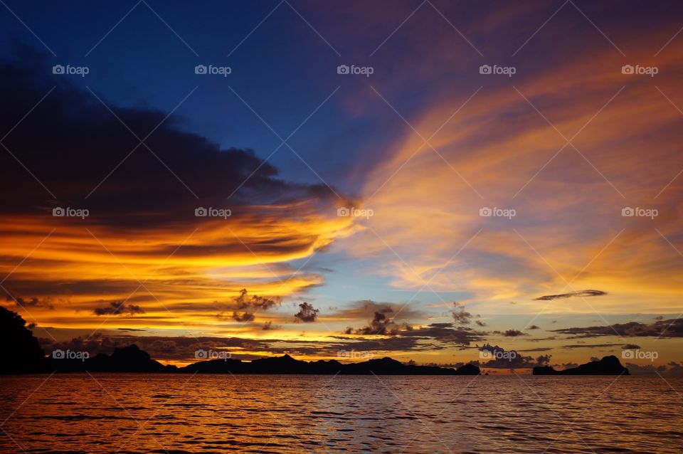 View of calm sea during sunset
