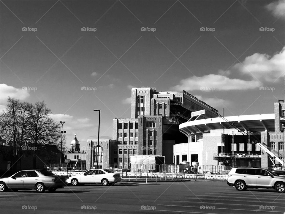 University of Notre Dame football stadium construction 