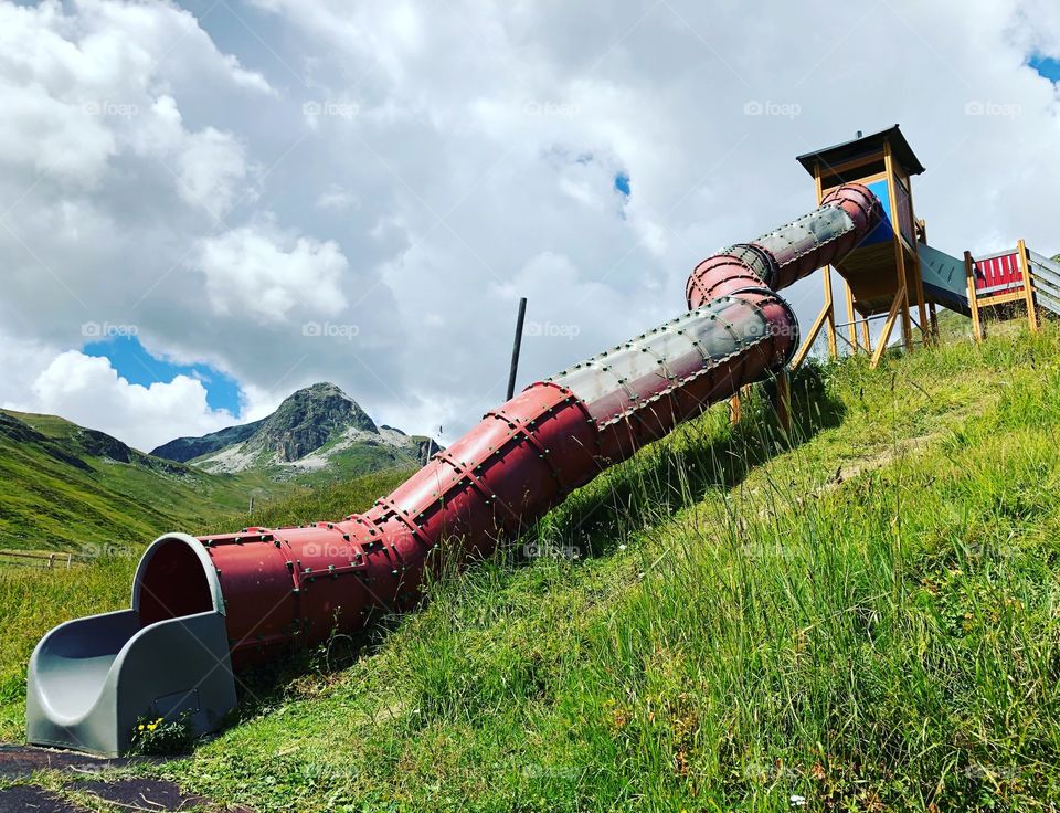 Epic slide in the Swiss Alps 