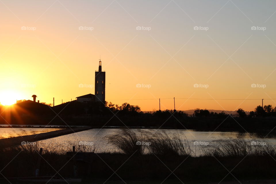 Sunset, landscape and shadows 