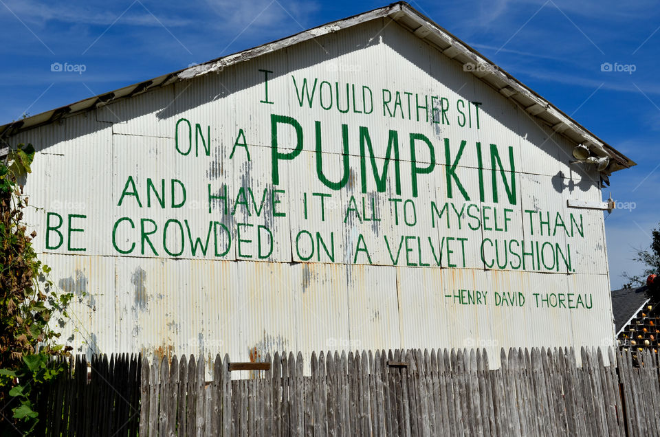 Sign on a barn at a local pumpkin patch